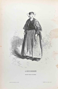 Le Soeur De Marguerite – Lithographie von Paul Gavarni – Mitte des 19. Jahrhunderts