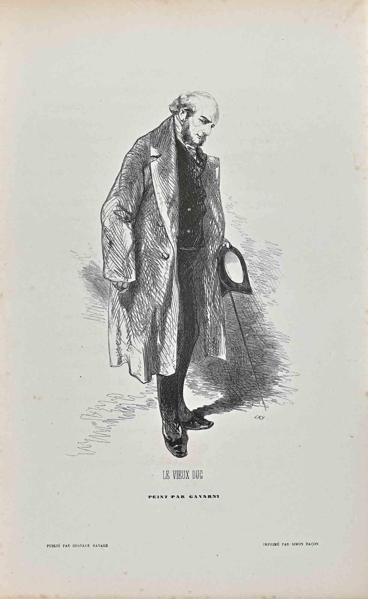 Le Vieux Dud - Lithograph By Paul Gavarni - mid 19th century