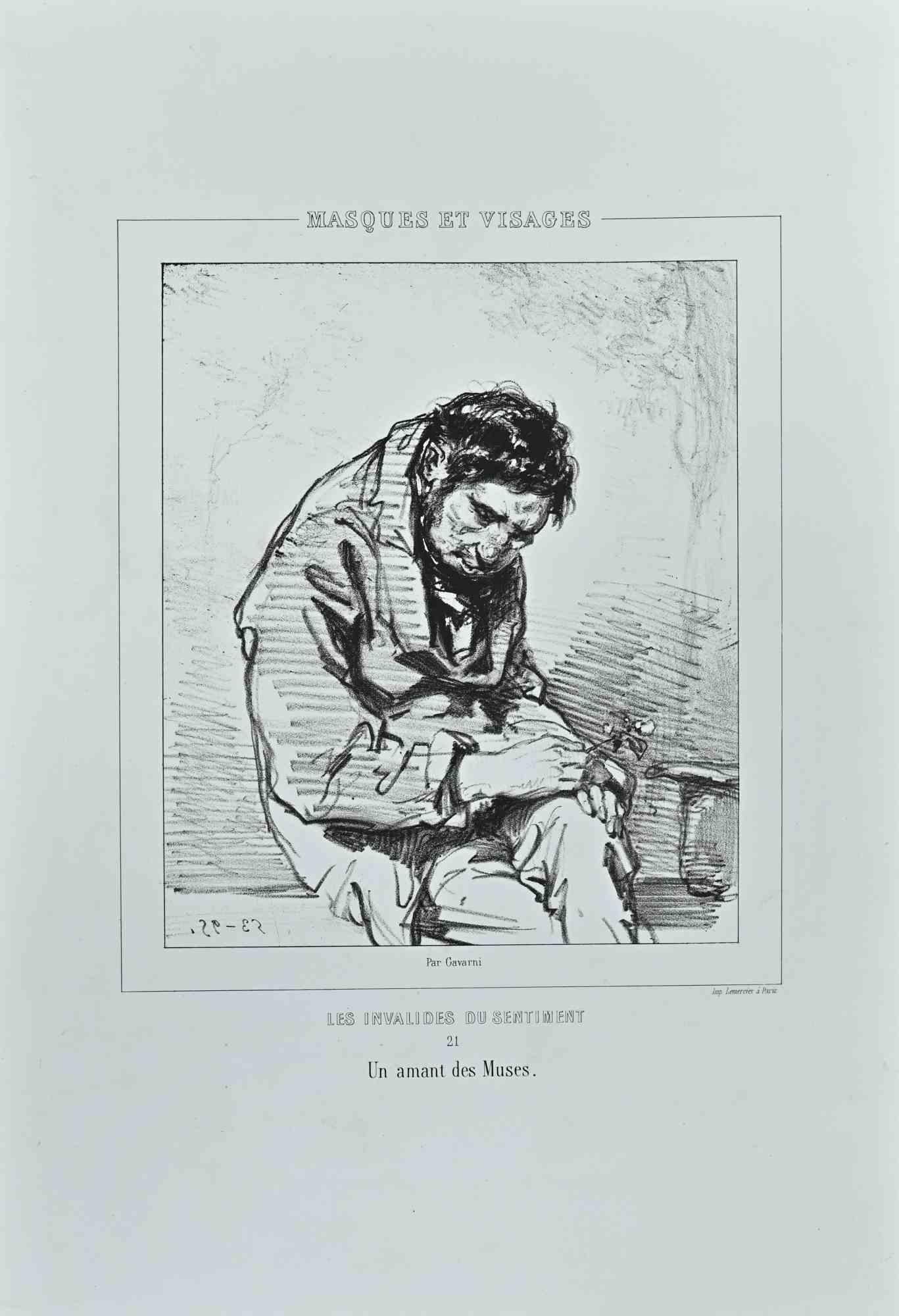 Les Invalides du Sentiment  - Original Lithograph by Paul Gavarni - 1850s