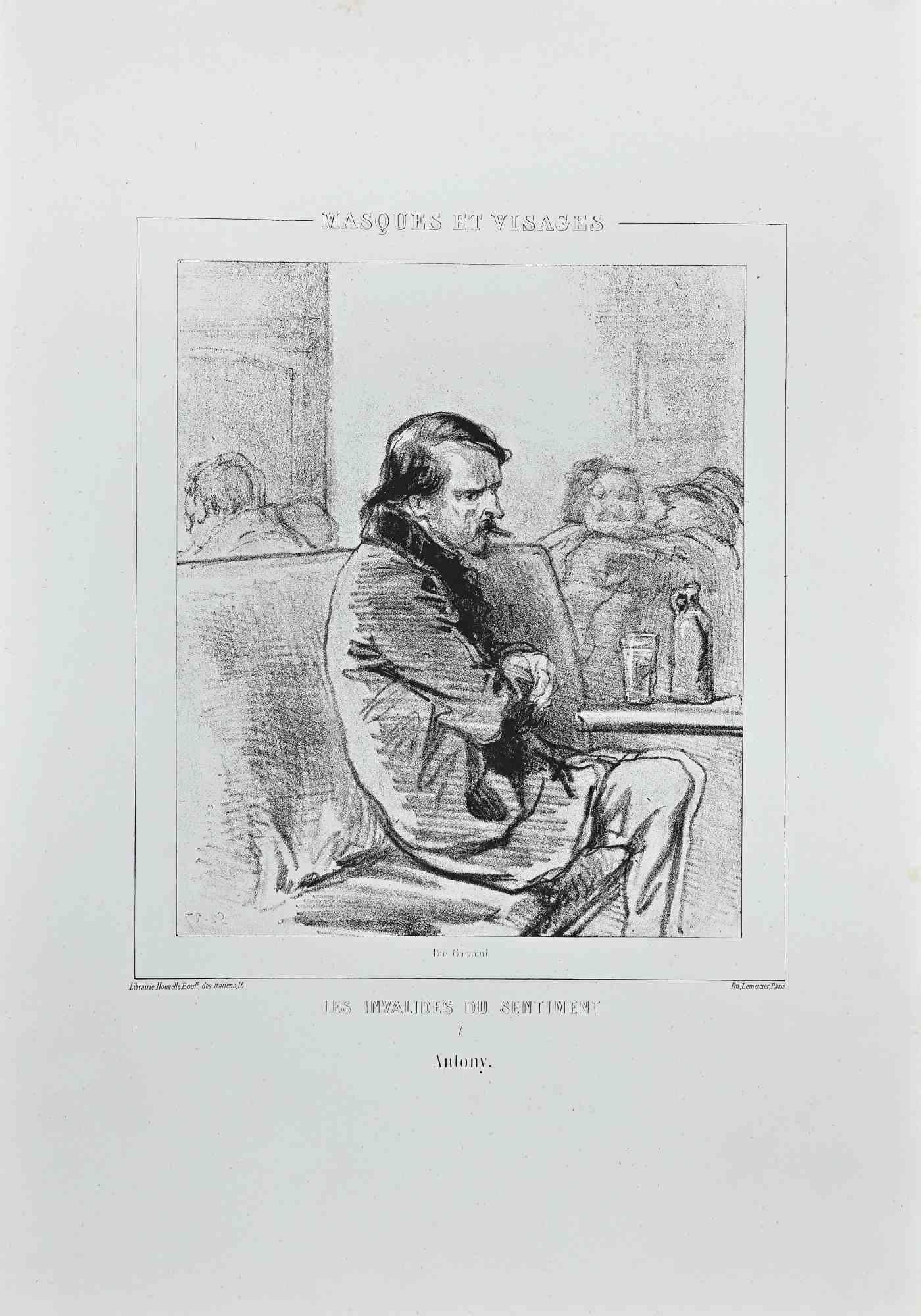 Les Invalides du Sentiment – Originallithographie von Paul Gavarni – 1850er Jahre