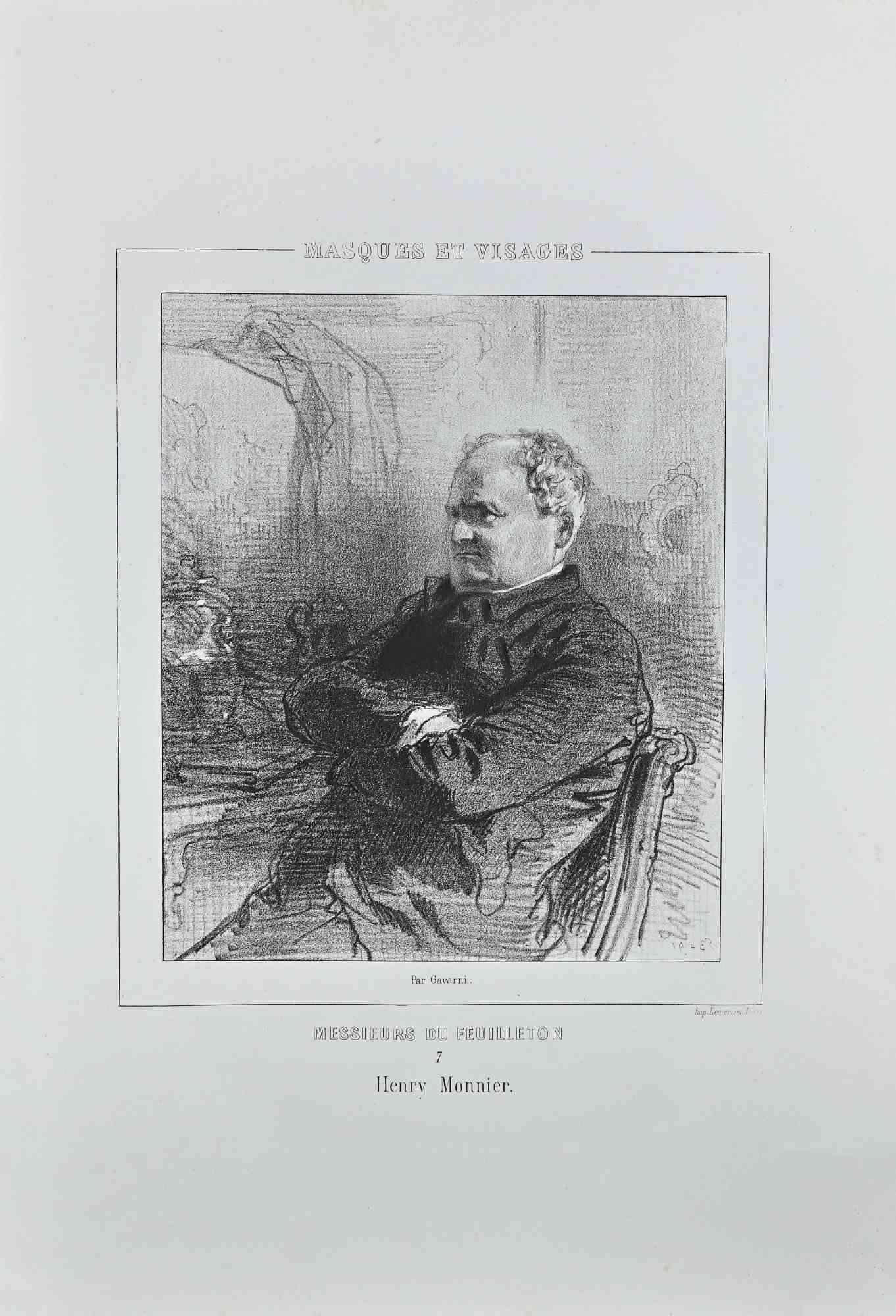 Messieurs Du Feuilleton - Lithograph by Paul Gavarni - 1850s