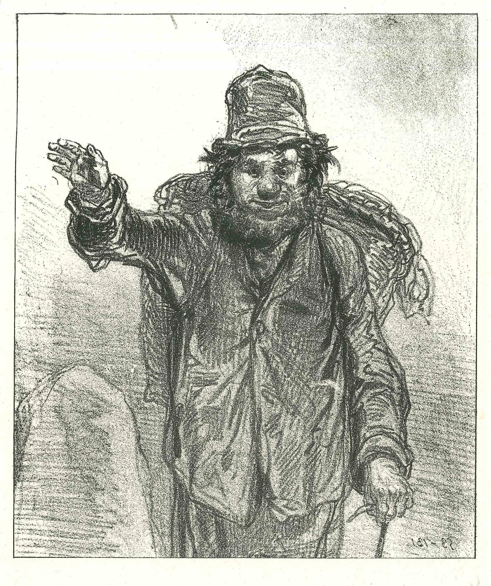 Mountaineer - Original Lithograph after Paul Gavarni - 1881