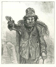 Alpinista - Litografia originale dopo Paul Gavarni - 1881