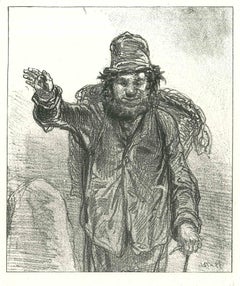 Mountaineer - Lithographie originale d'après Paul Gavarni - 1881