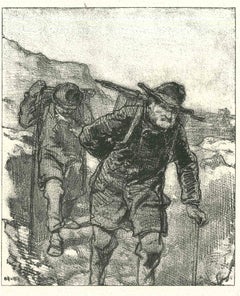 Mountaineers - Lithographie originale d'après Paul Gavarni - 1881