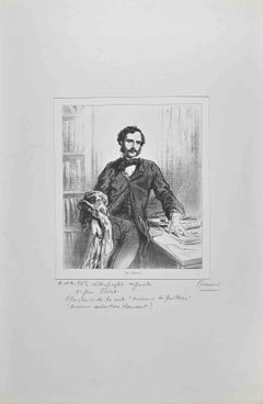 Portrait of Eugène Cretet - Lithograph By Paul Gavarni - mid 19th century