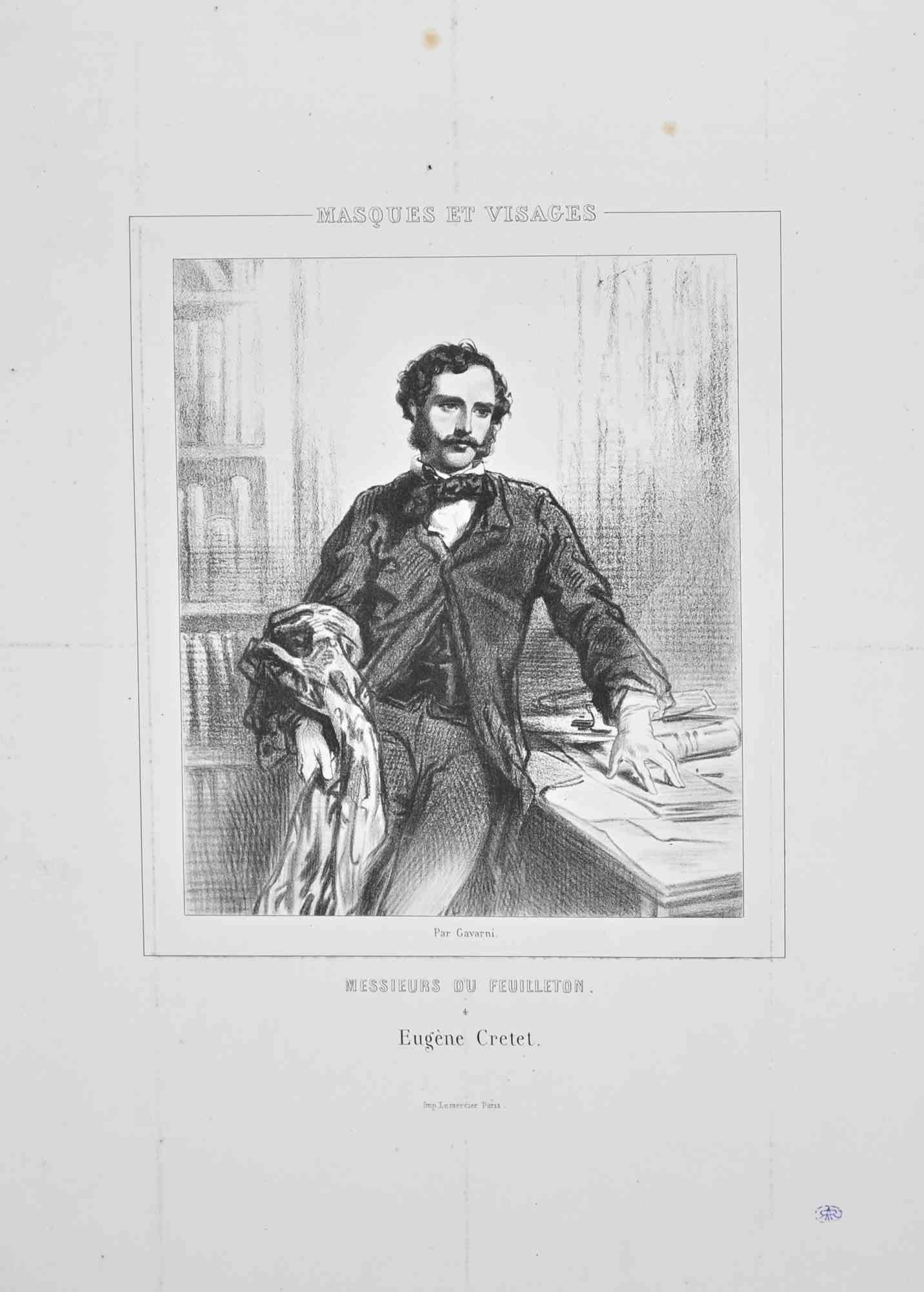 Portrait - Lithographie originale de Paul Gavarni - 19ème siècle