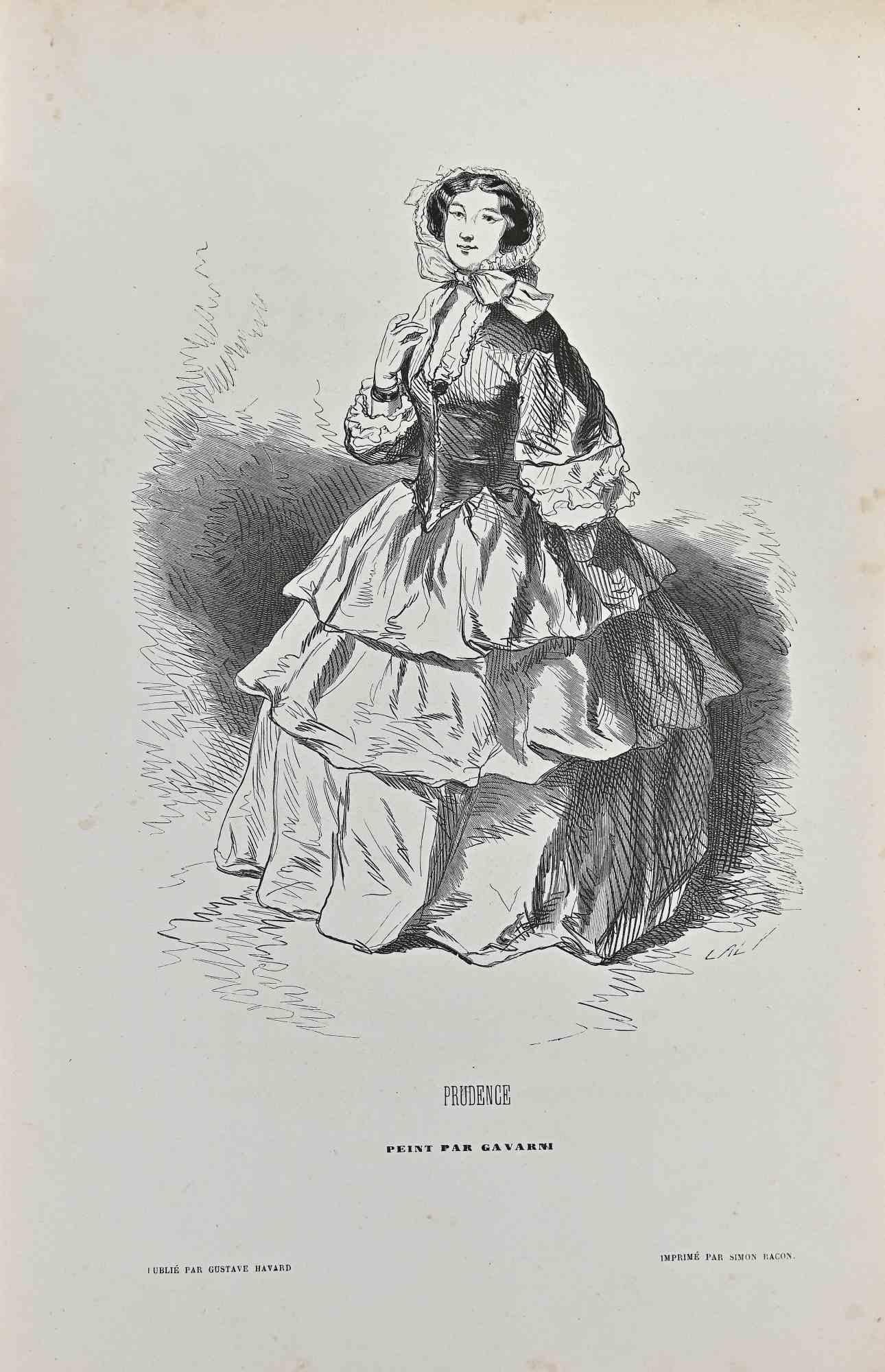 Prudence – Lithographie von Paul Gavarni – Mitte des 19. Jahrhunderts