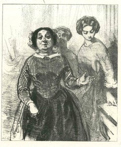 The Accompanying - Original Lithograph by Paul Gavarni - 1881