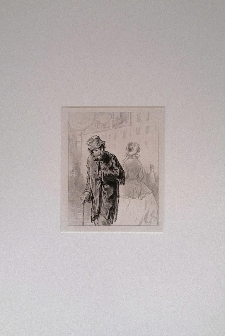 The Beggar - Original Lithograph by Paul Gavarni - Mid-19th Century For Sale 1