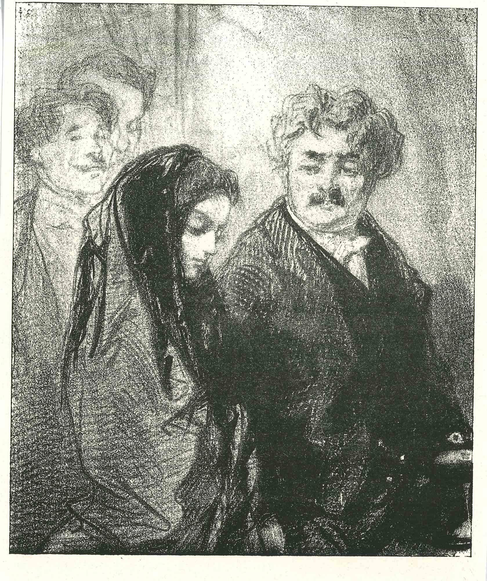 The Companionship - Original Lithograph by Paul Gavarni - 1881