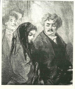 La compagnia - Litografia originale di Paul Gavarni - 1881