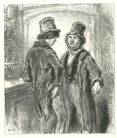 The Conversation - Original Lithograph by Paul Gavarni - 1881