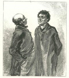 La conversation - Lithographie originale de Paul Gavarni - 1881