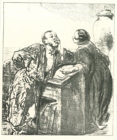 Used The Conversation - Original Lithograph by Paul Gavarni - 1881