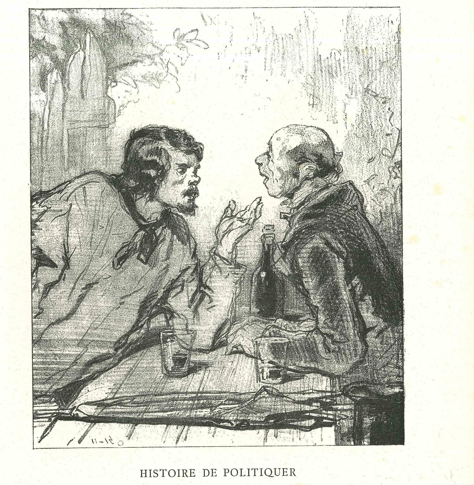 The Conversation - Original Lithograph by Paul Gavarni - 1881