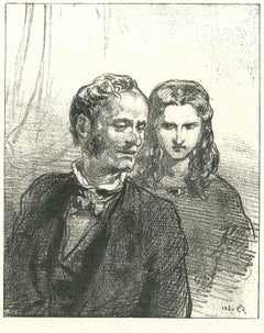 The Couple - Original Lithograph by Paul Gavarni - 1881