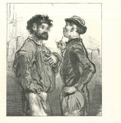 Antique The Delightful Chit-Chat - Original Lithograph - 1881