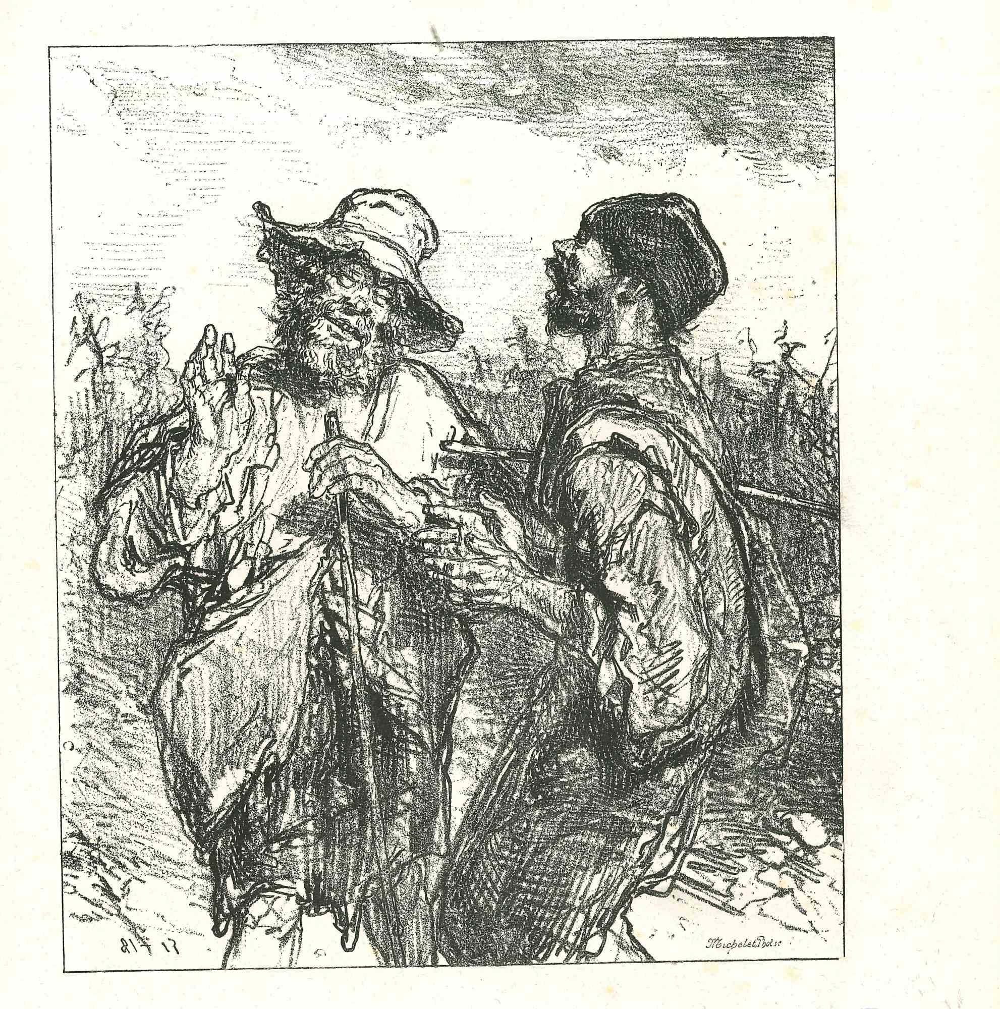 Paul Gavarni Figurative Print - The Delightful Chit-Chat - Original Lithograph - 1881