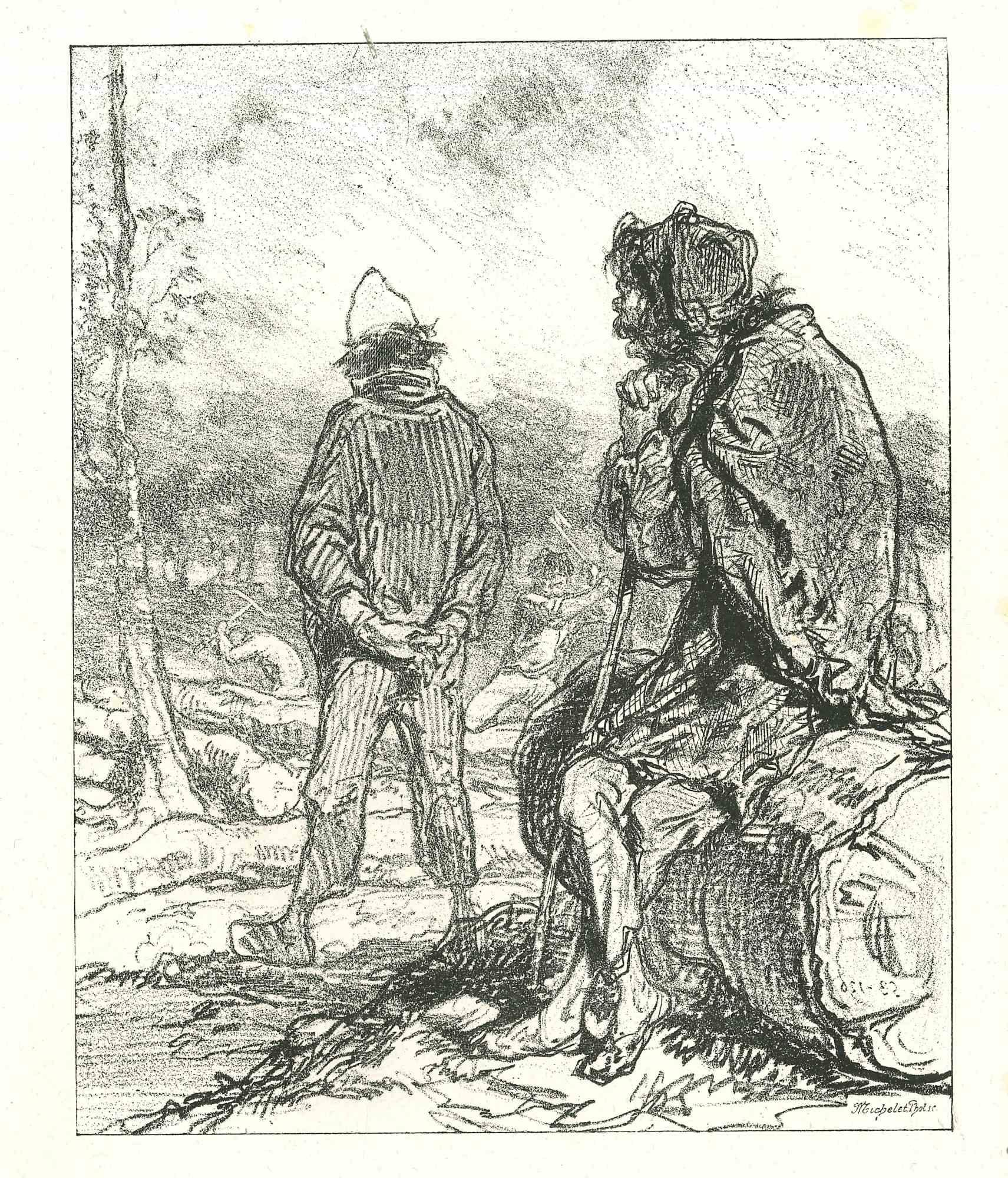 Paul Gavarni Figurative Print – The Misery – Originallithographie – 1881