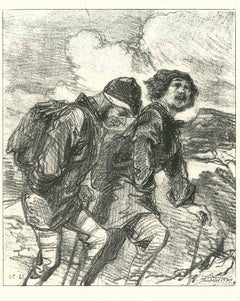 The Mountaineers - Original Lithograph by Paul Gavarni - 1881