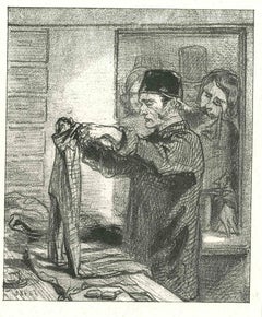 The Tailor – Originallithographie von Paul Gavarni, 1881