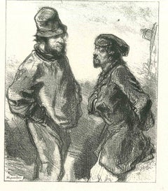 Two Men - Original Lithograph by Paul Gavarni - 1881