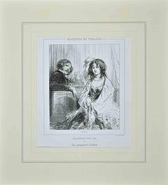 Une Partegeuse à Londres – Lithographie von Paul Gavarni – 1850er Jahre