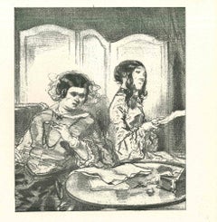 Antique Women Over the Table - Original Lithograph by Paul Gavarni - 1881