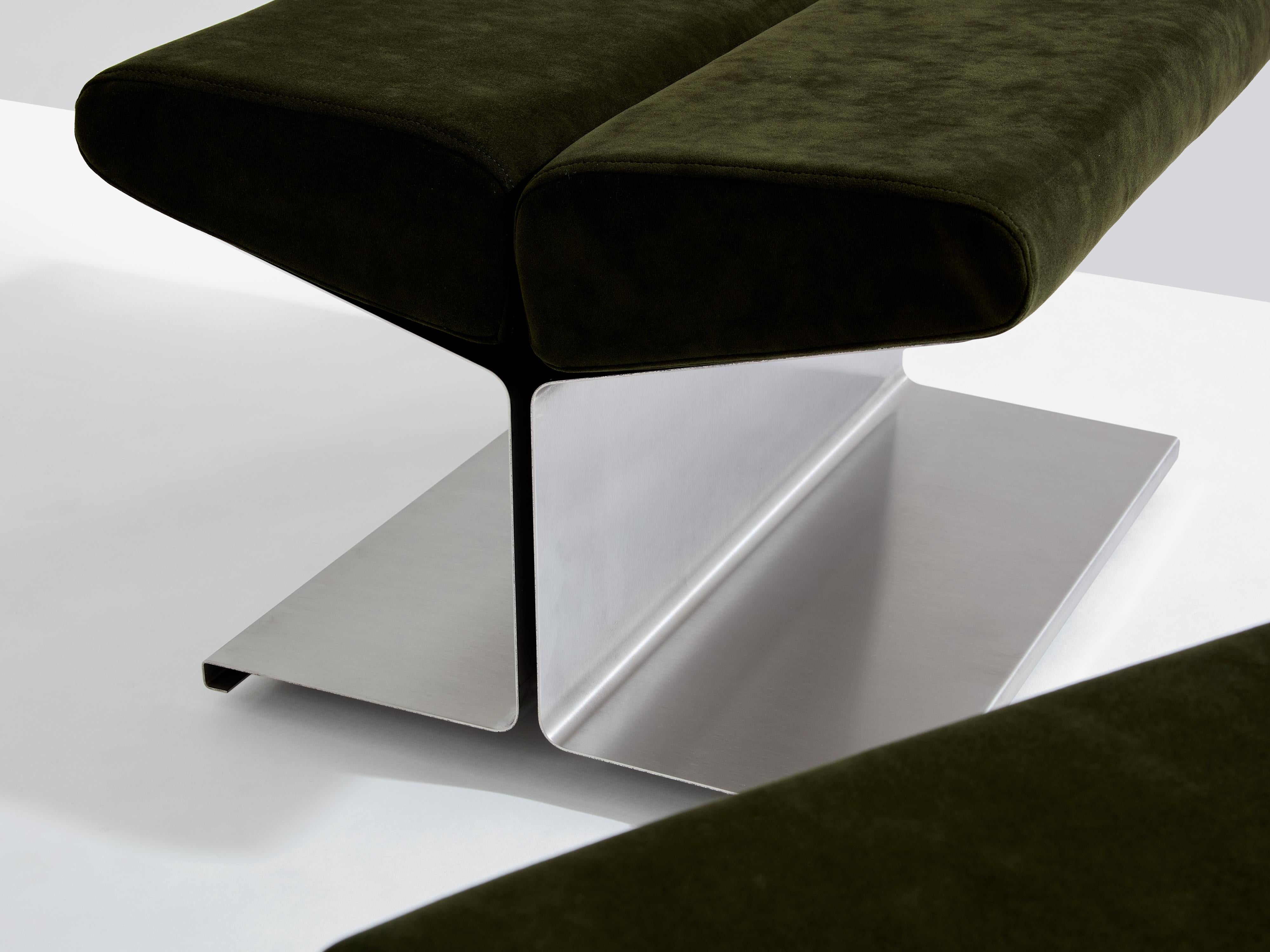Paul Geoffroy for Uginox stainless steel alcantara ottomans 1975 For Sale 1