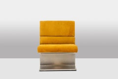 Paul Geoffroy. Paire de fauteuils en Steele brossé. Années 1970.
