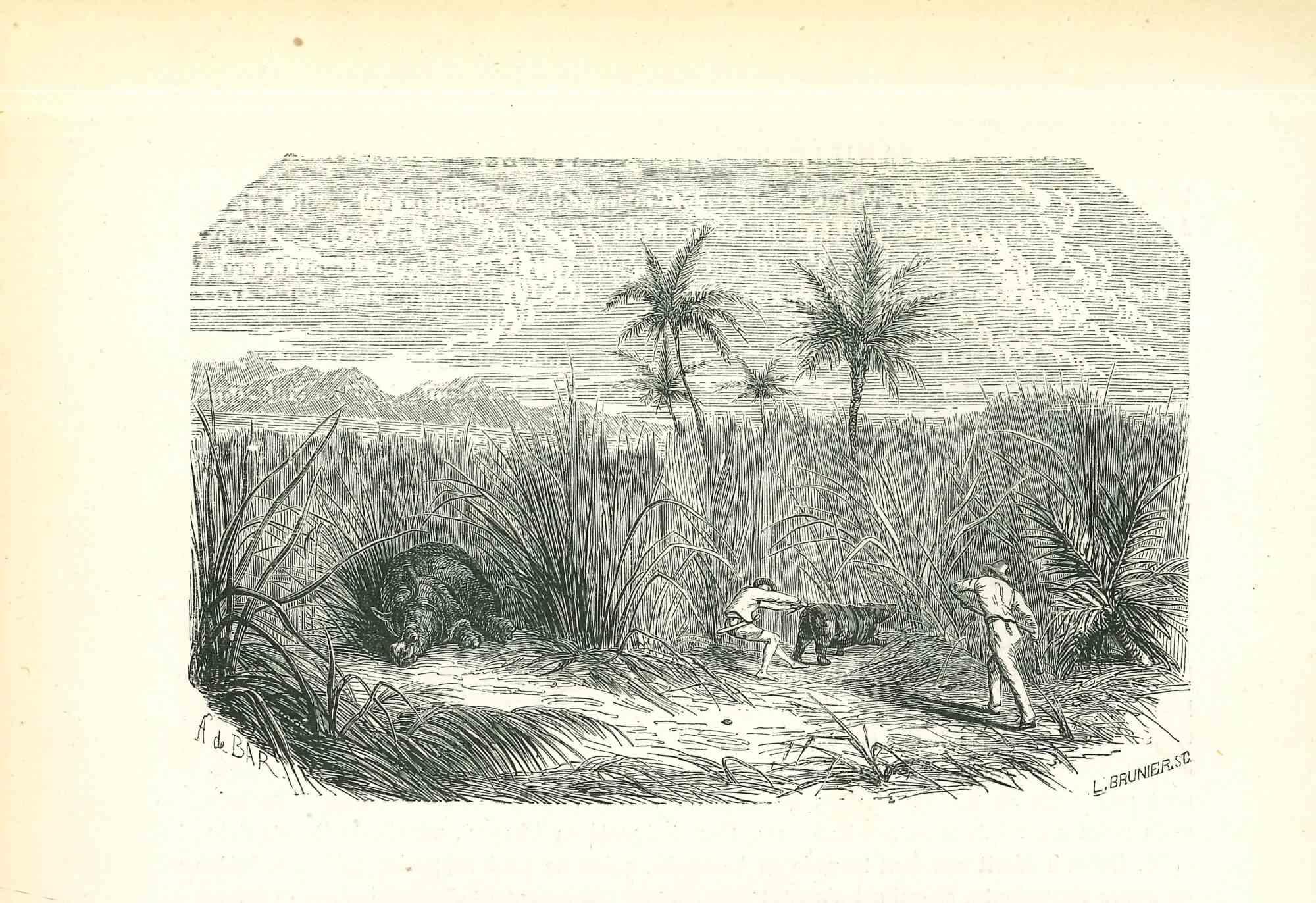 Landscape - Original Lithograph by Paul Gervais - 1854