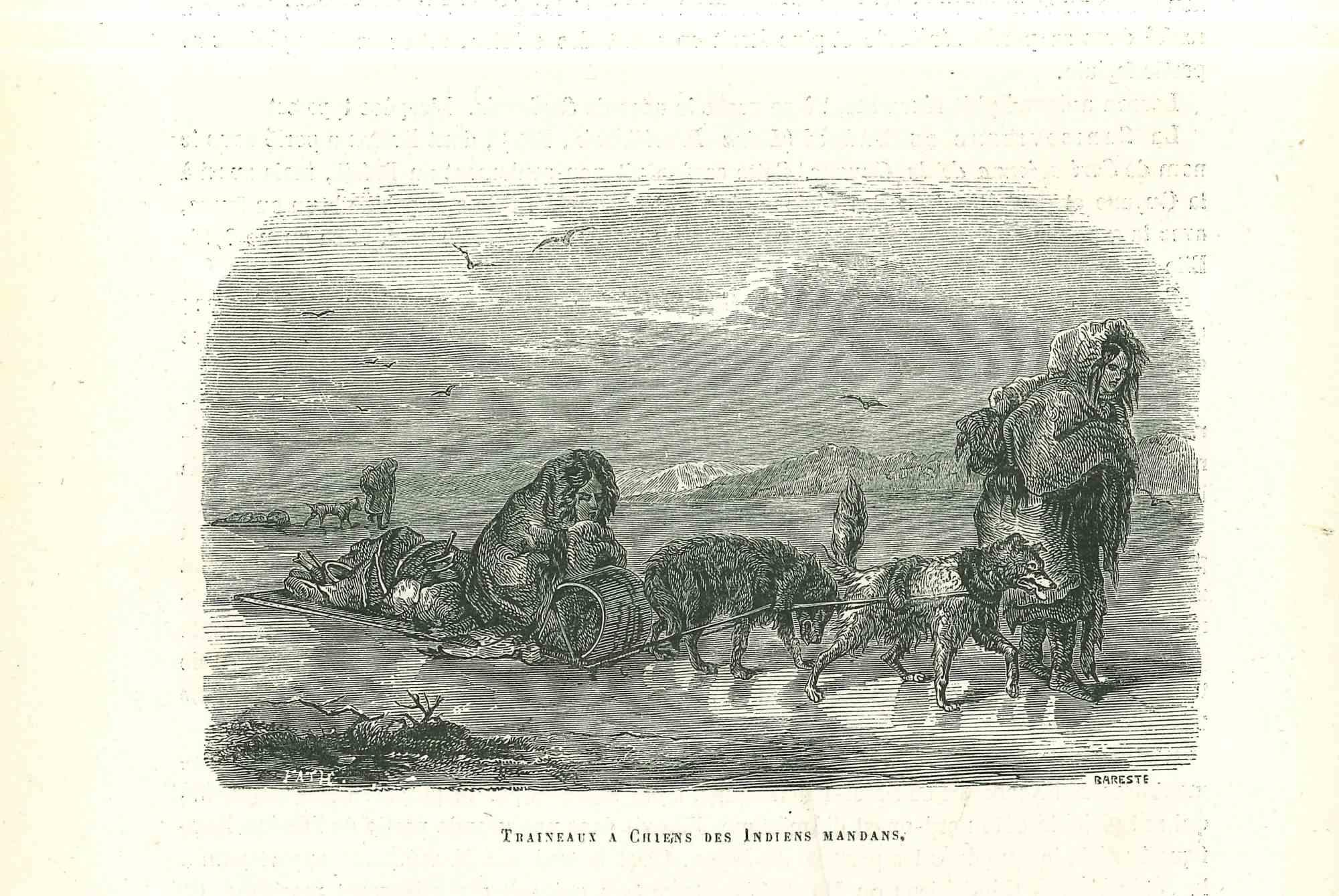 Paul Gervais  Figurative Print – Originallithographie „The Eskimos“ von Paul Gervais, 1854