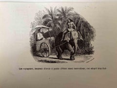 Le voyage - Lithographie originale de Paul Gervais - 1854