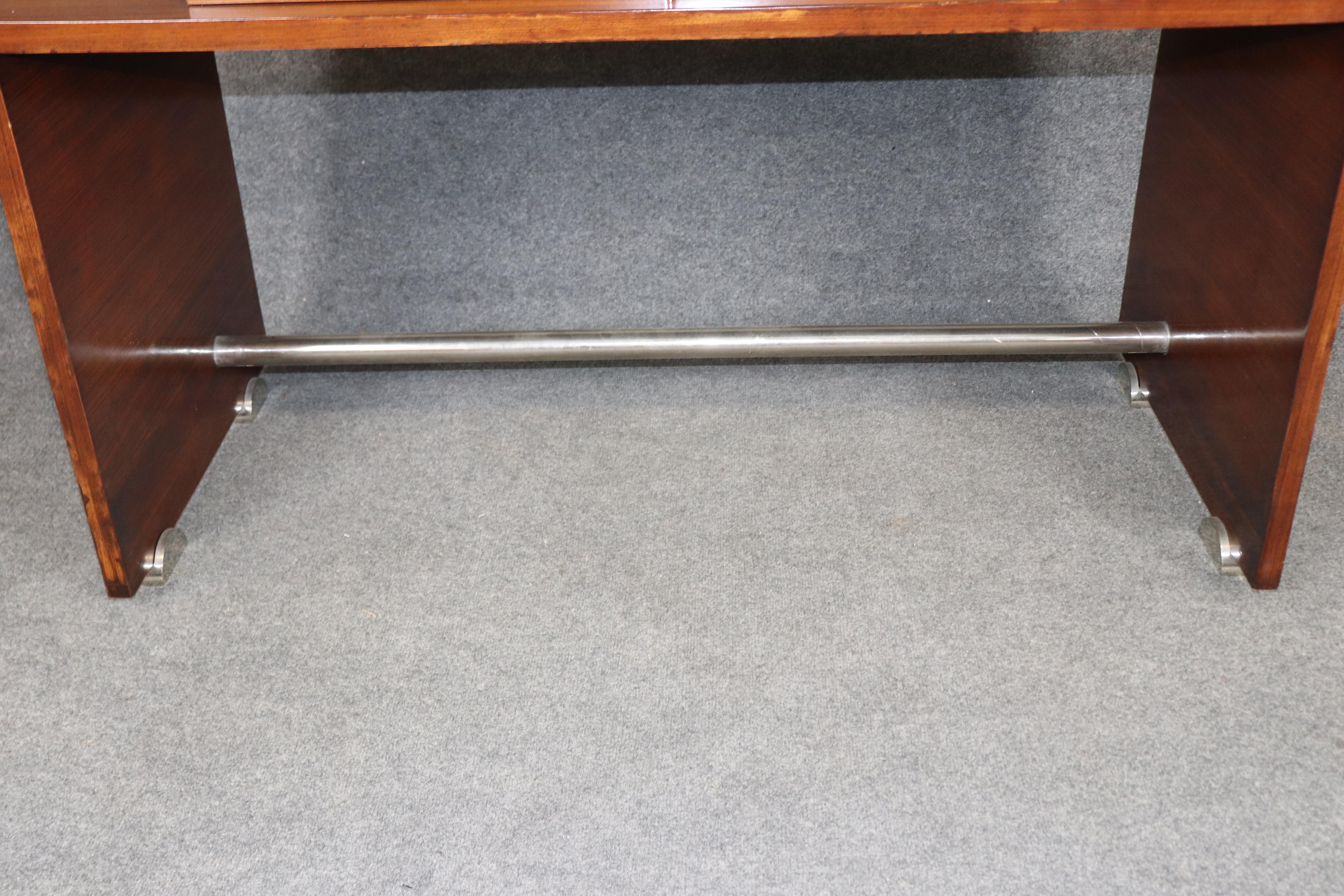 Paul Giordano Rosewood and Faux Parchment Steel Art Deco Style Console Table For Sale 4