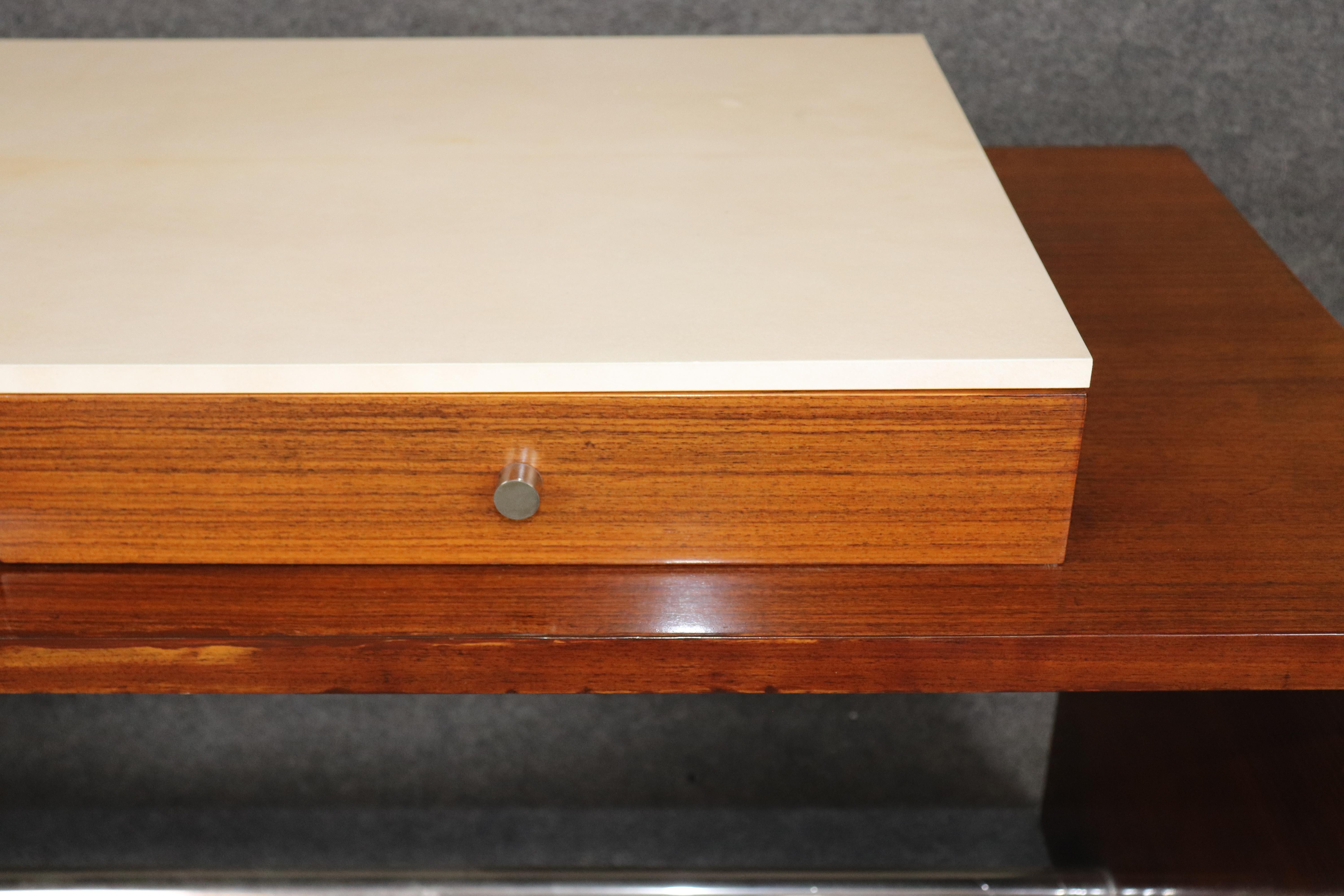 Paul Giordano Rosewood and Faux Parchment Steel Art Deco Style Console Table For Sale 8