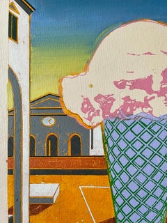 Peinture à l'huile sur toile photo réaliste représentant un cône de crème glacée, Pop Art de Paul Giovanopoulos
