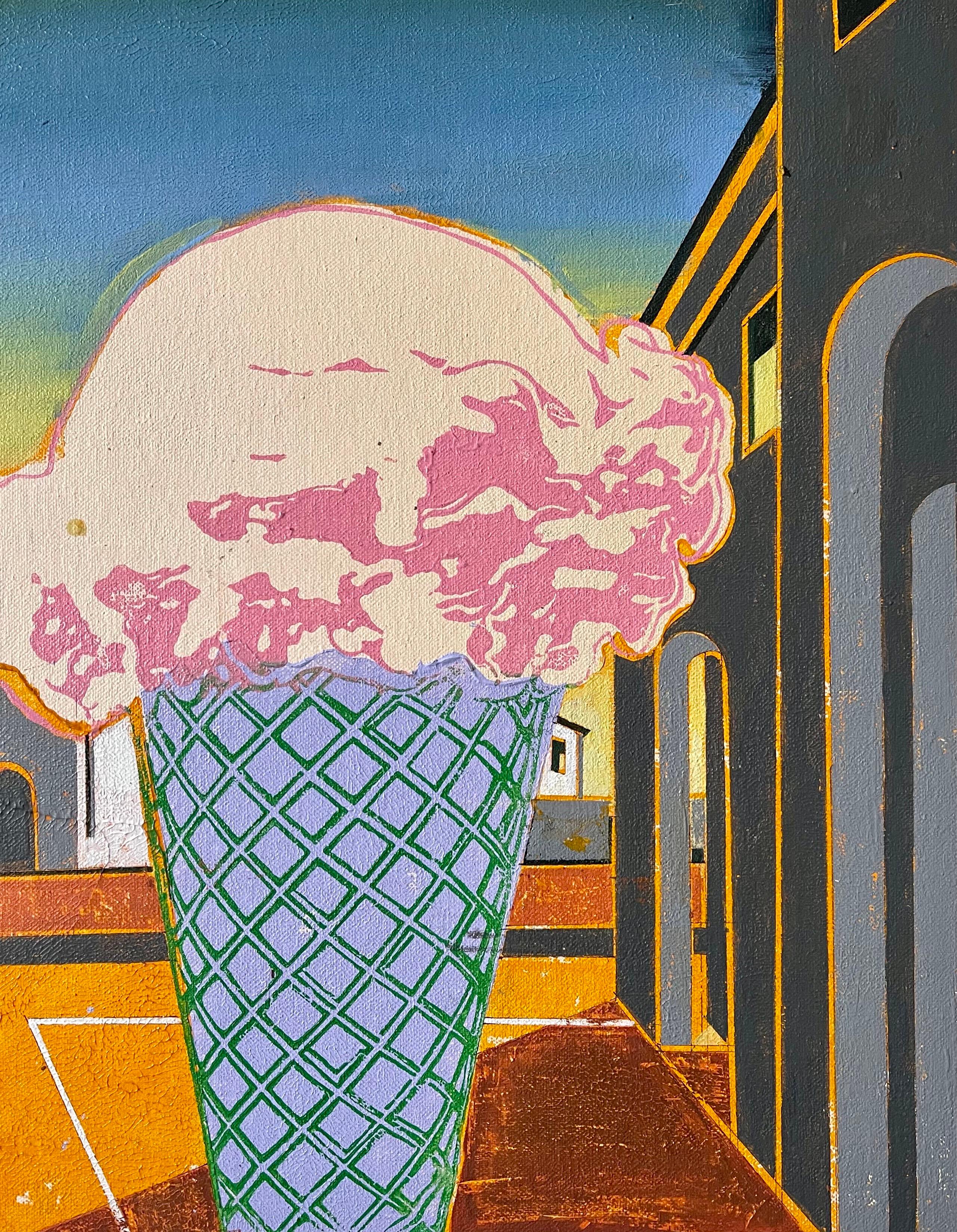 Paul Giovanopoulos Pop Art Oil Painting on Canvas Photo Realist Ice Cream Cone  For Sale 2