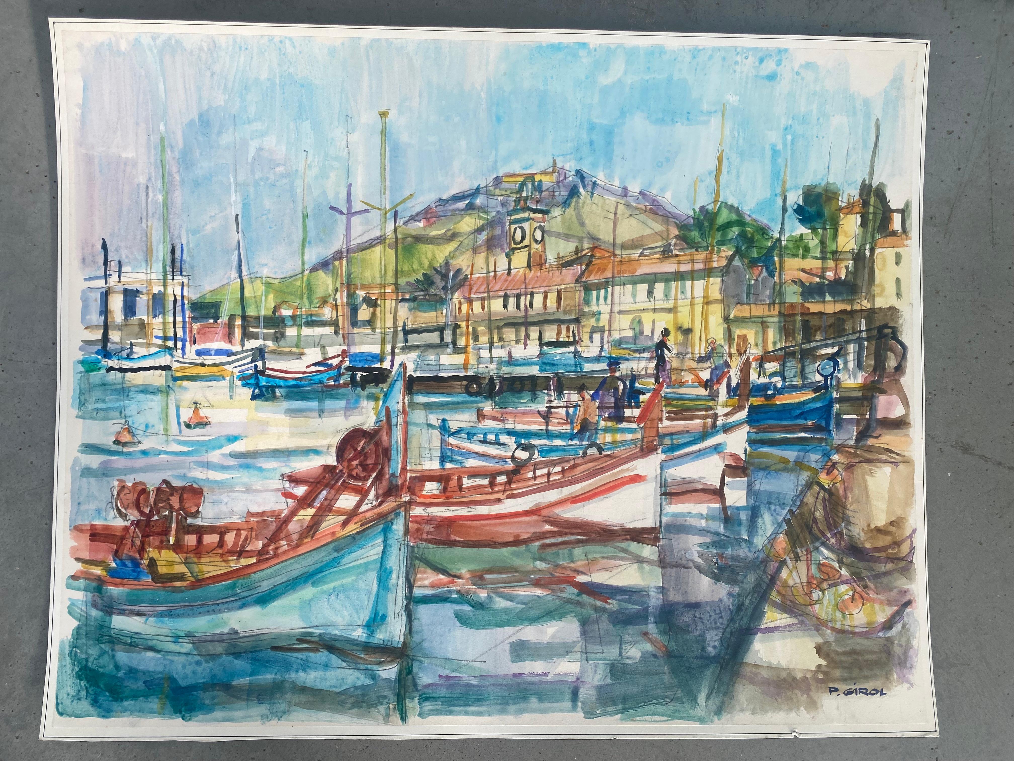 Paul Girol (1911-1989) Landscape Painting - Paul Girol 1911-1988 glued onto lightweight cardboard