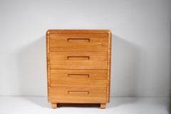 Commode à quatre tiroirs en bois de bouleau cintré Paul Goodman pour Plymodern Furniture, années 1940