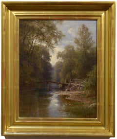 Mañana tranquila, Pastoral, Paisaje, Bosque, Río, Puente