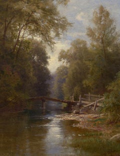 Mañana tranquila, Pastoral, Paisaje, Bosque, Río, Puente