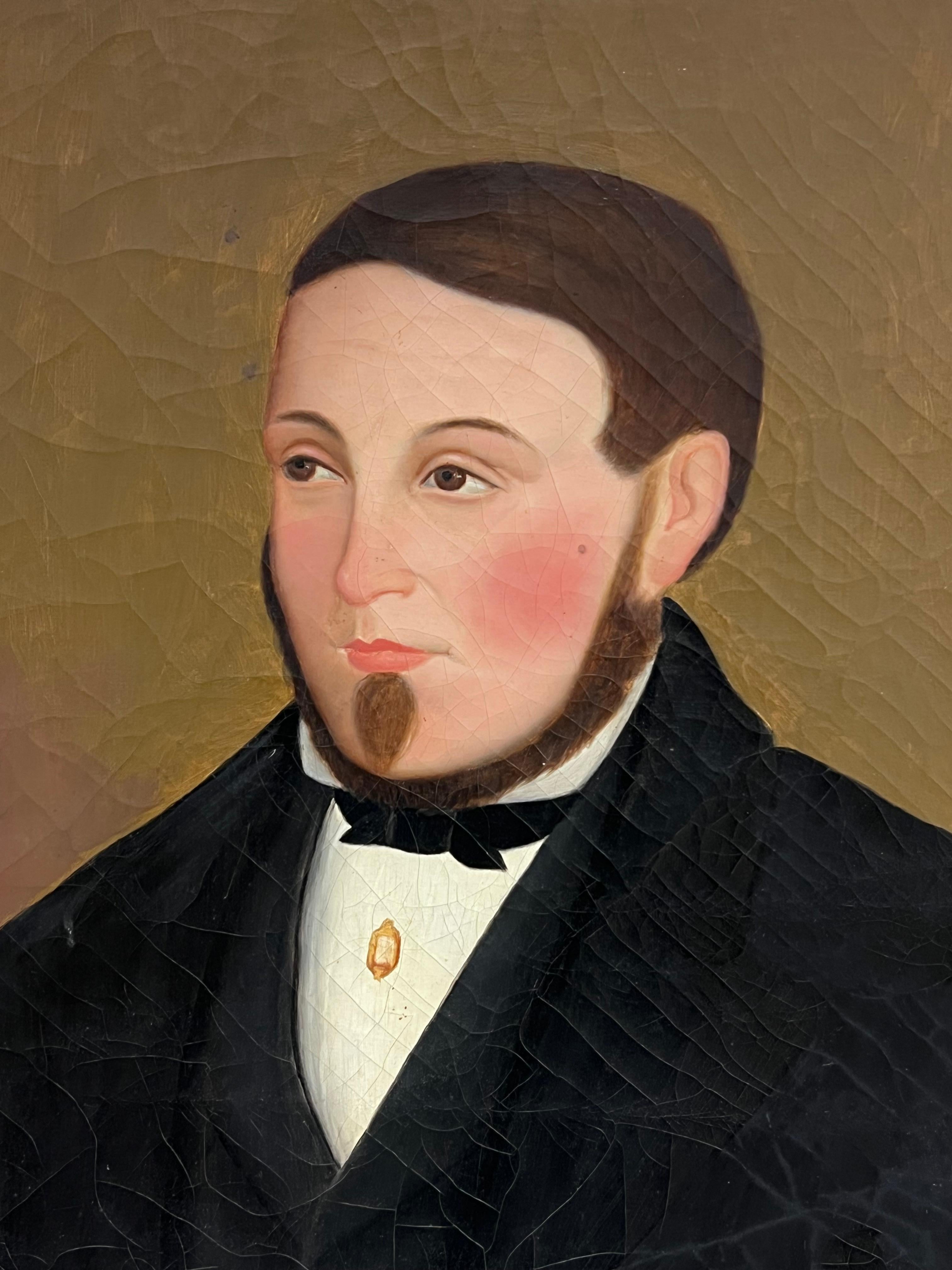 Großes französisches Porträt eines jungen Gentleman aus der Mitte des 19. Jahrhunderts, signiert Öl, 1850er Jahre (Französische Schule), Painting, von Paul Goubil