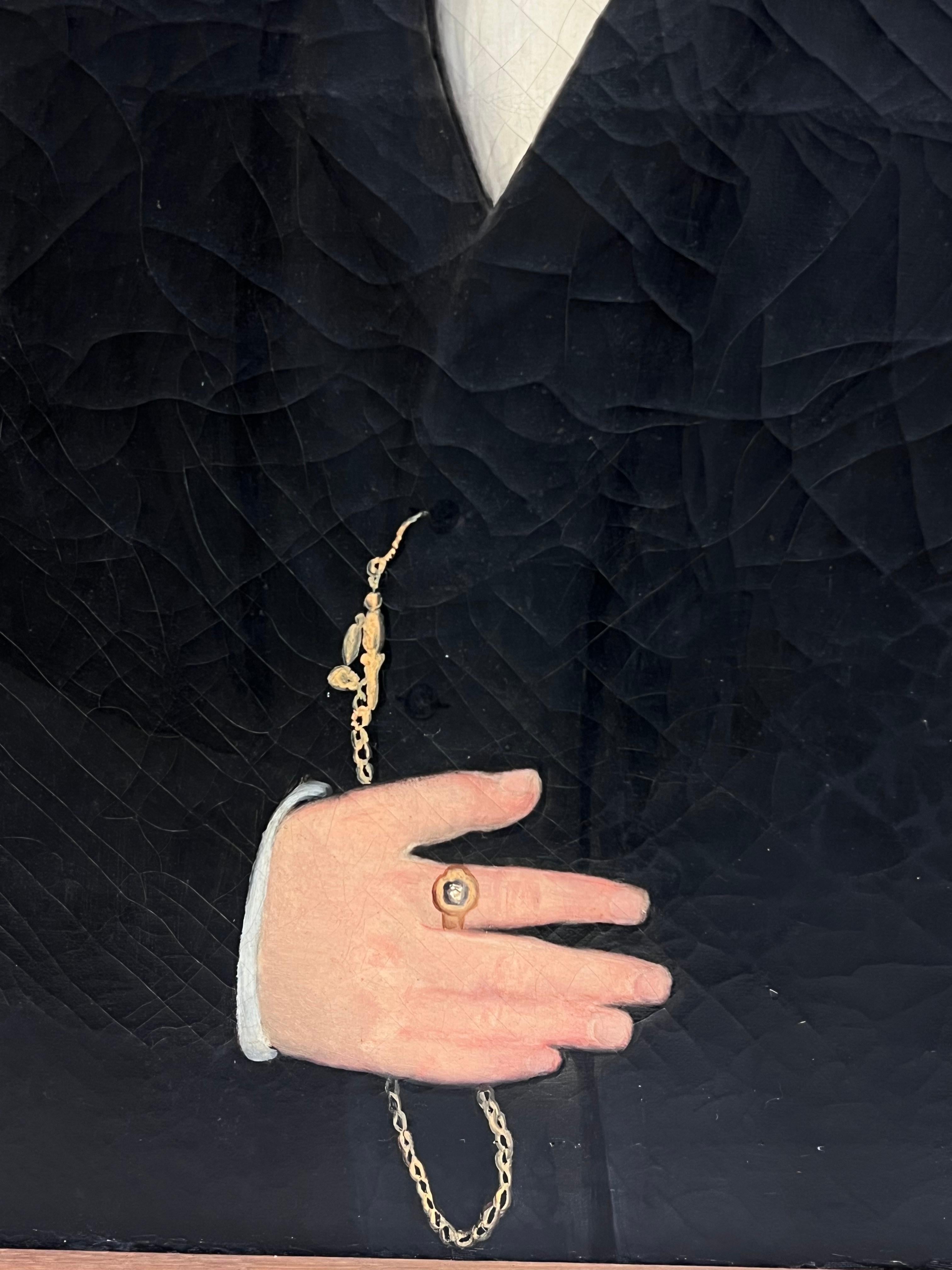 Der französische Gentleman
von Paul Goubil (Französisch, Mitte 19. Jahrhundert)
signiert und datiert 1855
Öl auf Leinwand, gerahmt
Gerahmt: 30,5 x 25 Zoll
Leinwand: 29 x 24 Zoll
Provenienz: Privatsammlung, Frankreich
Zustand: sehr guter Zustand, mit