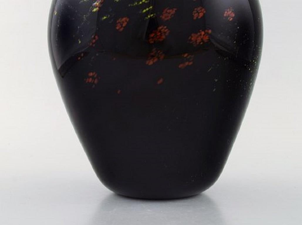 Paul Grähs, Own Workshop, Unique Vase in Black Mouth Blown Art Glass In Good Condition In Copenhagen, DK