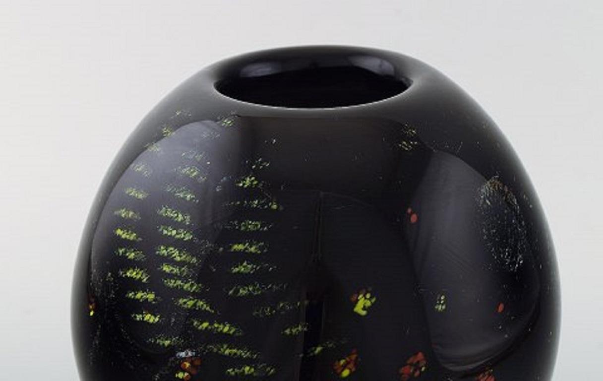 Paul Grähs, Own Workshop, Unique Vase in Black Mouth Blown Art Glass 1