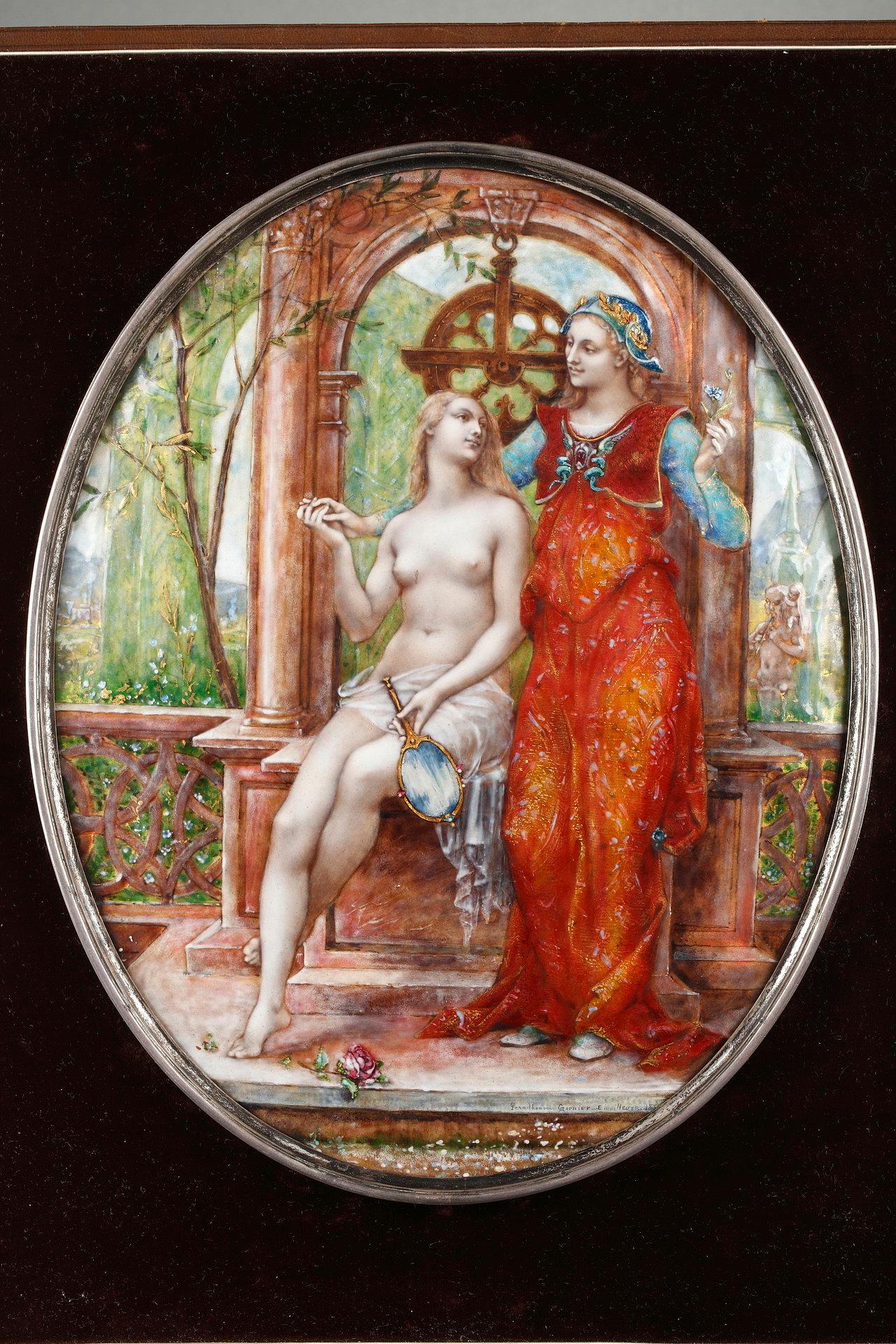 Figurative Painting de Paul Grandhomme - Placa de esmalte muy importante