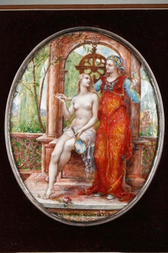 Antique Very important enamel plaque