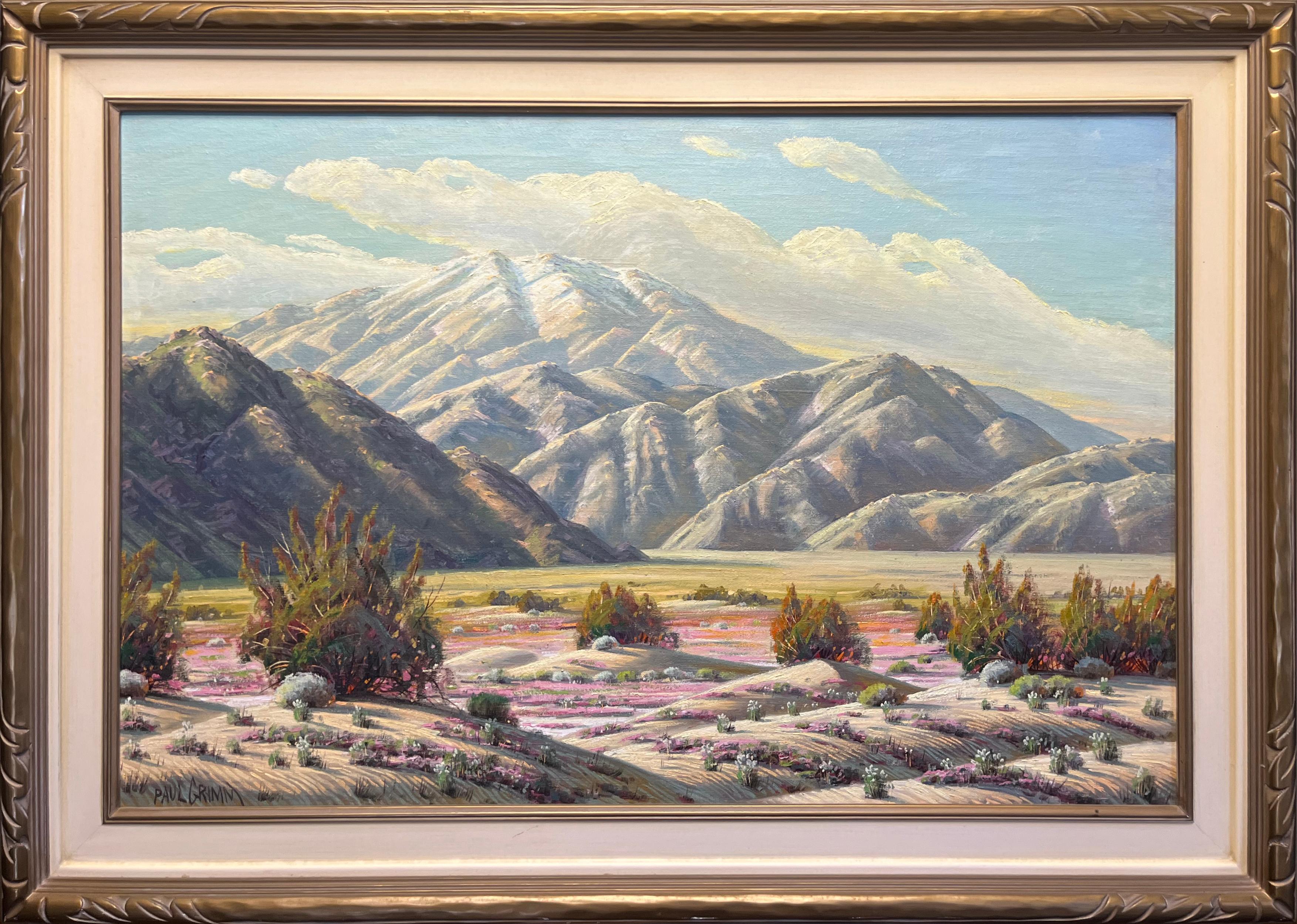 Mount San Jacinto with Desert Bloom, c. 1950 - Painting by Paul Grimm