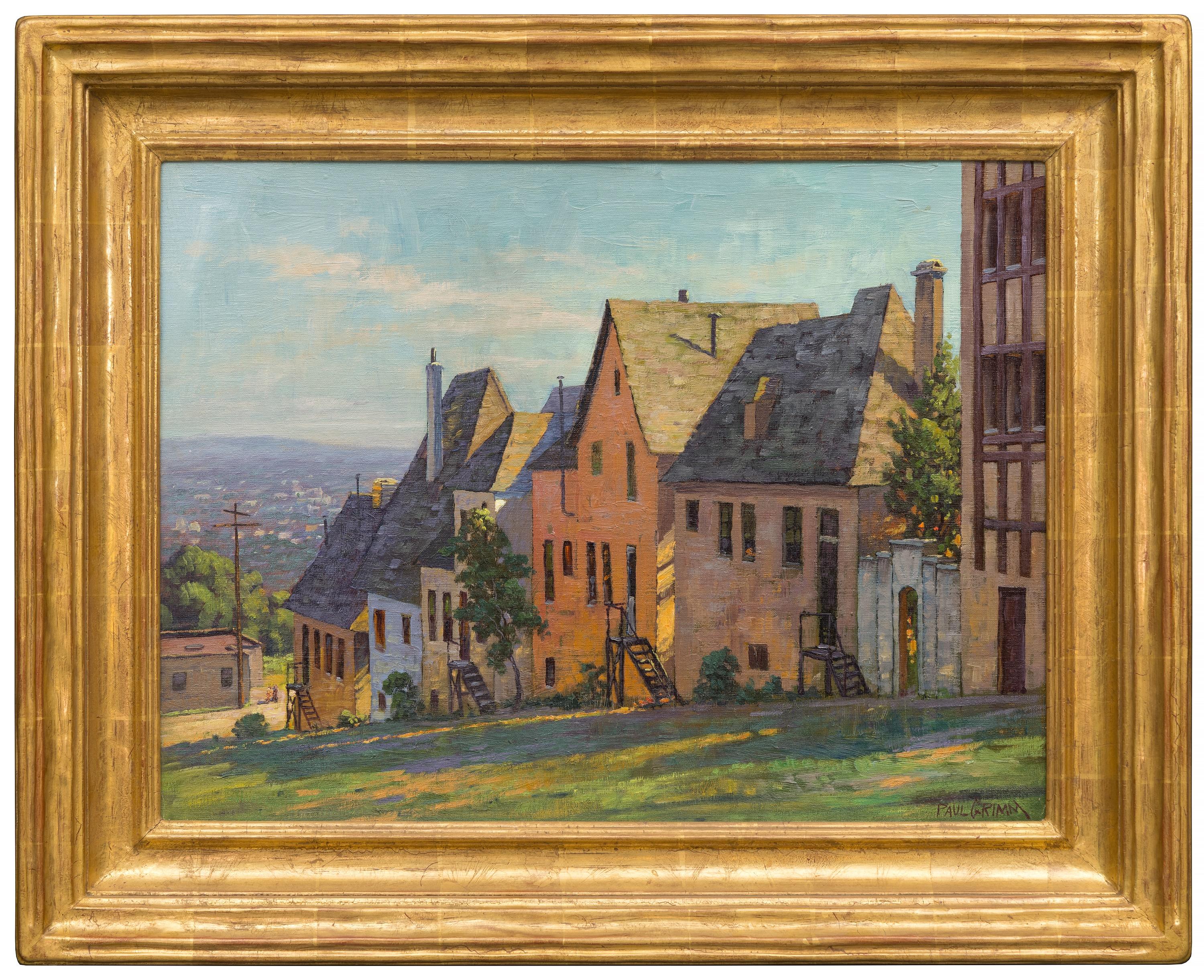 Normandy Village, Hollywood Los Angeles - Oil Painting, 20th Century